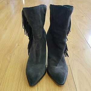 Dolce Vita Gray suede block heel mid calf boots